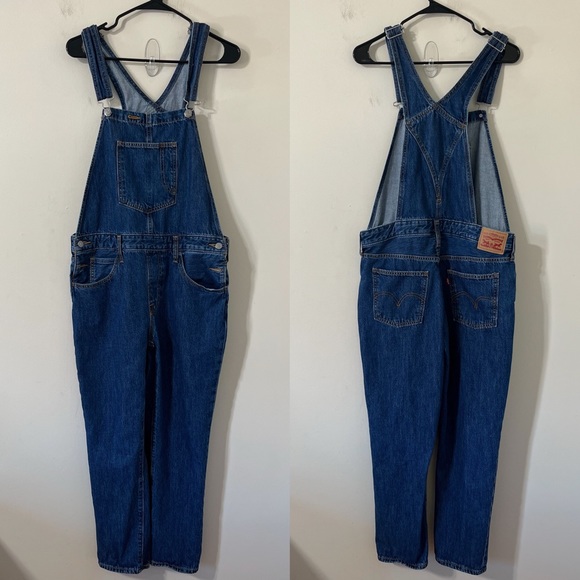 Levi's Original Skinny Medium Wash 100% Cotton Overalls Size Large - Picture 2 of 12